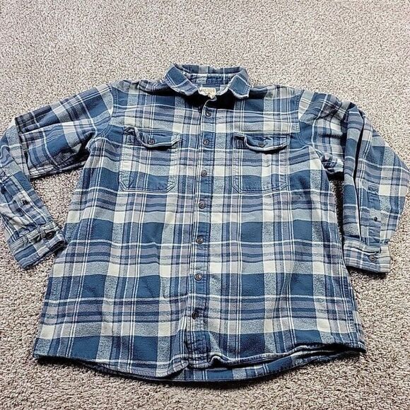 Red Head Flannel Shirt Jacket Mens 2XLT Blue Button Up Long Sleeve Pockets Heavy - Picture 1 of 7